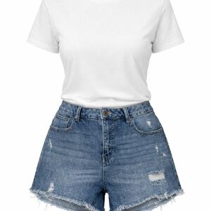 Casual Blue Jean Mom Shorts for Women